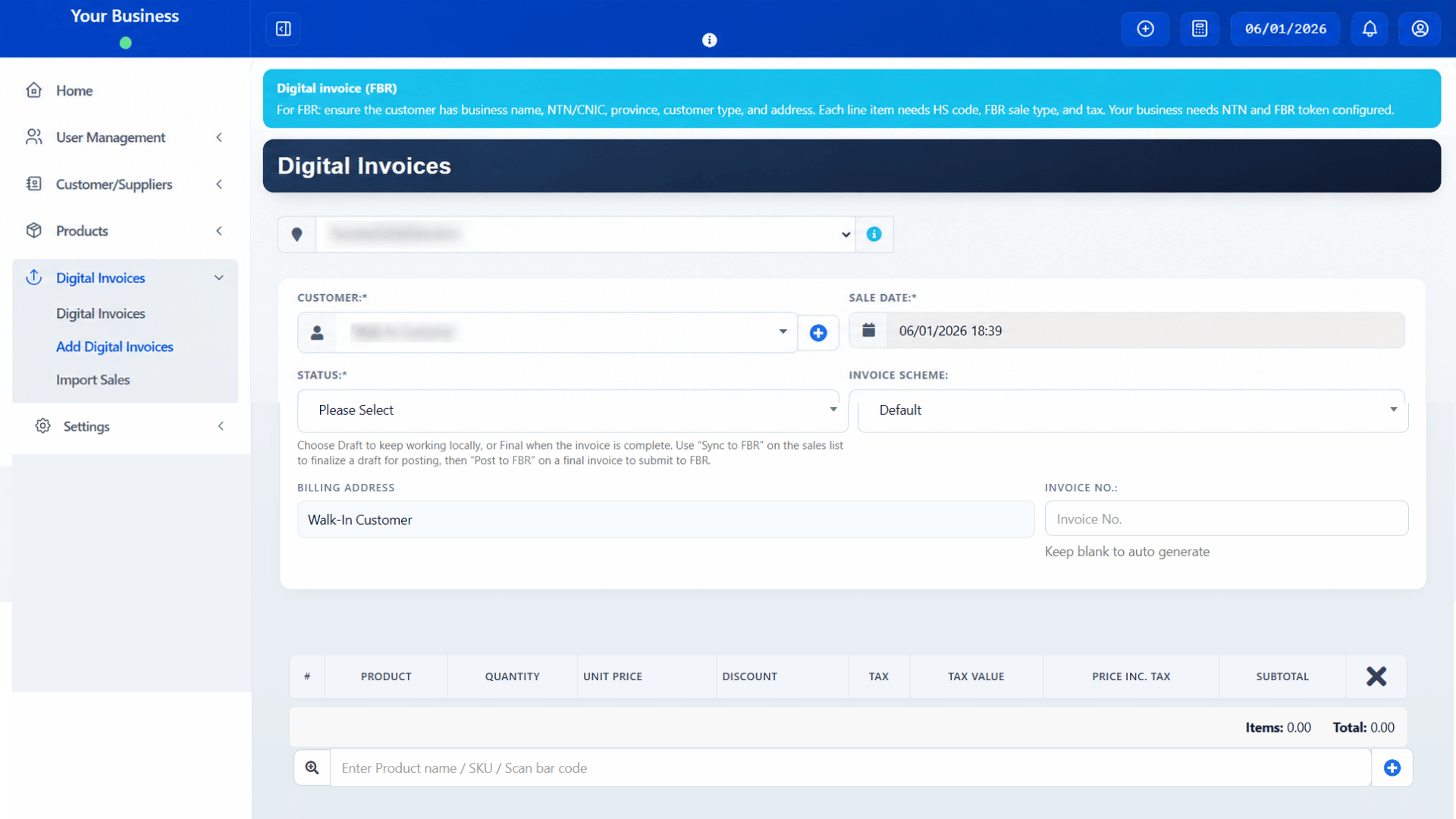 Add Digital Invoices 